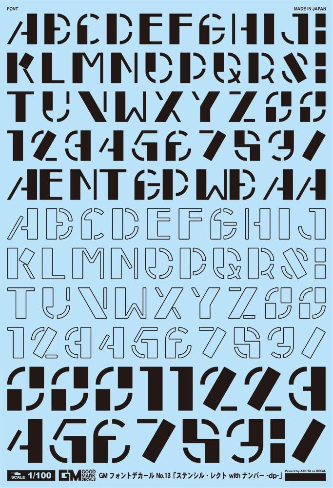 GM Font 13 “Stencil Rect with Number-dp-” Black