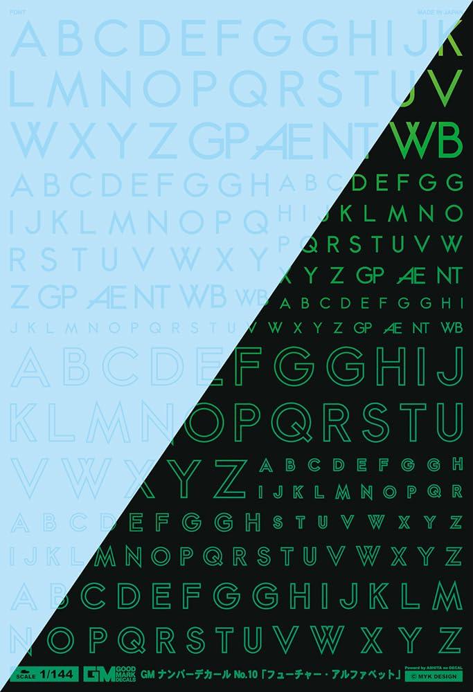 GM Font 10 “Future Alphabet” Clear & Neon Jewel GRN