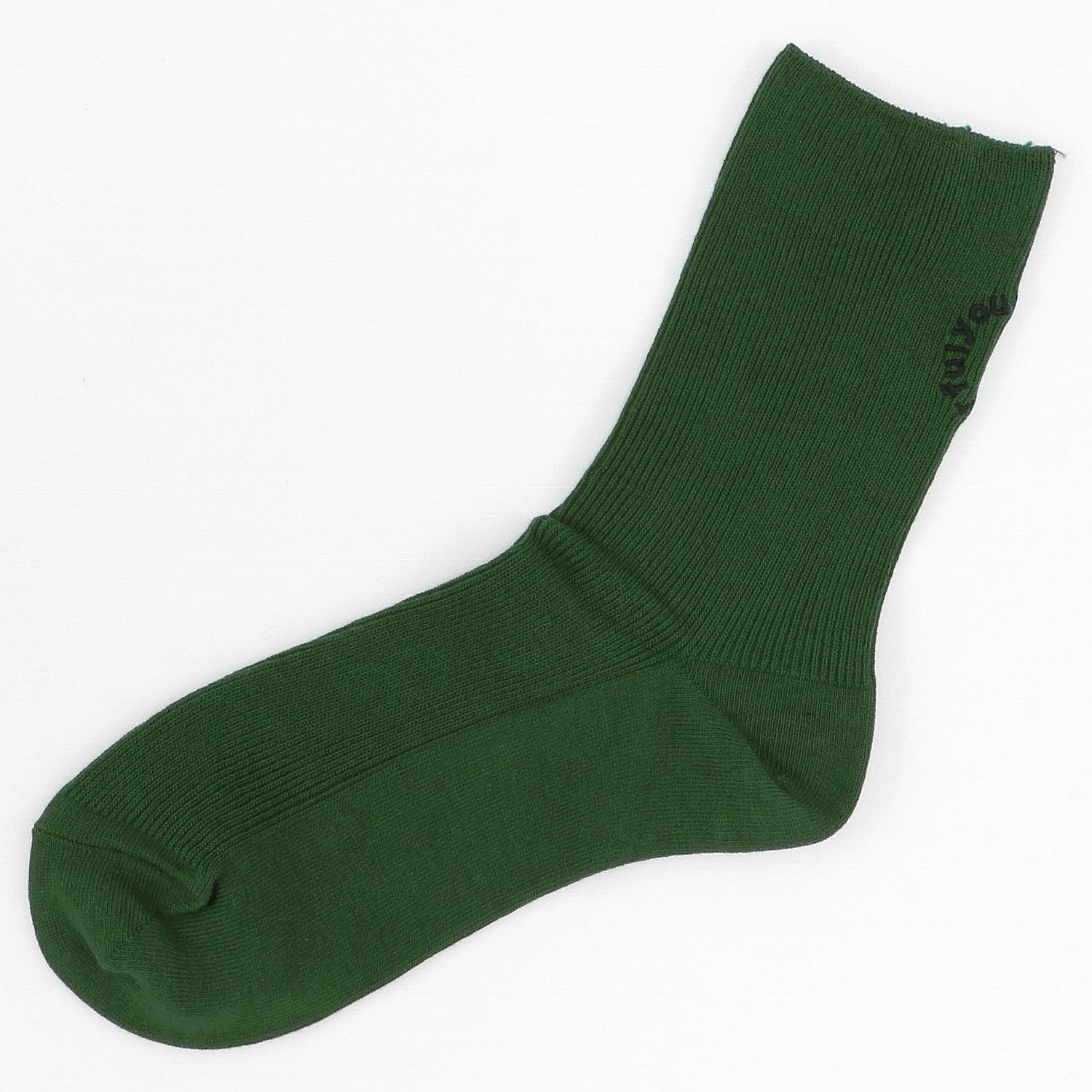 Japanese-made Rib-Back Embroidered High Crew-Length Socks