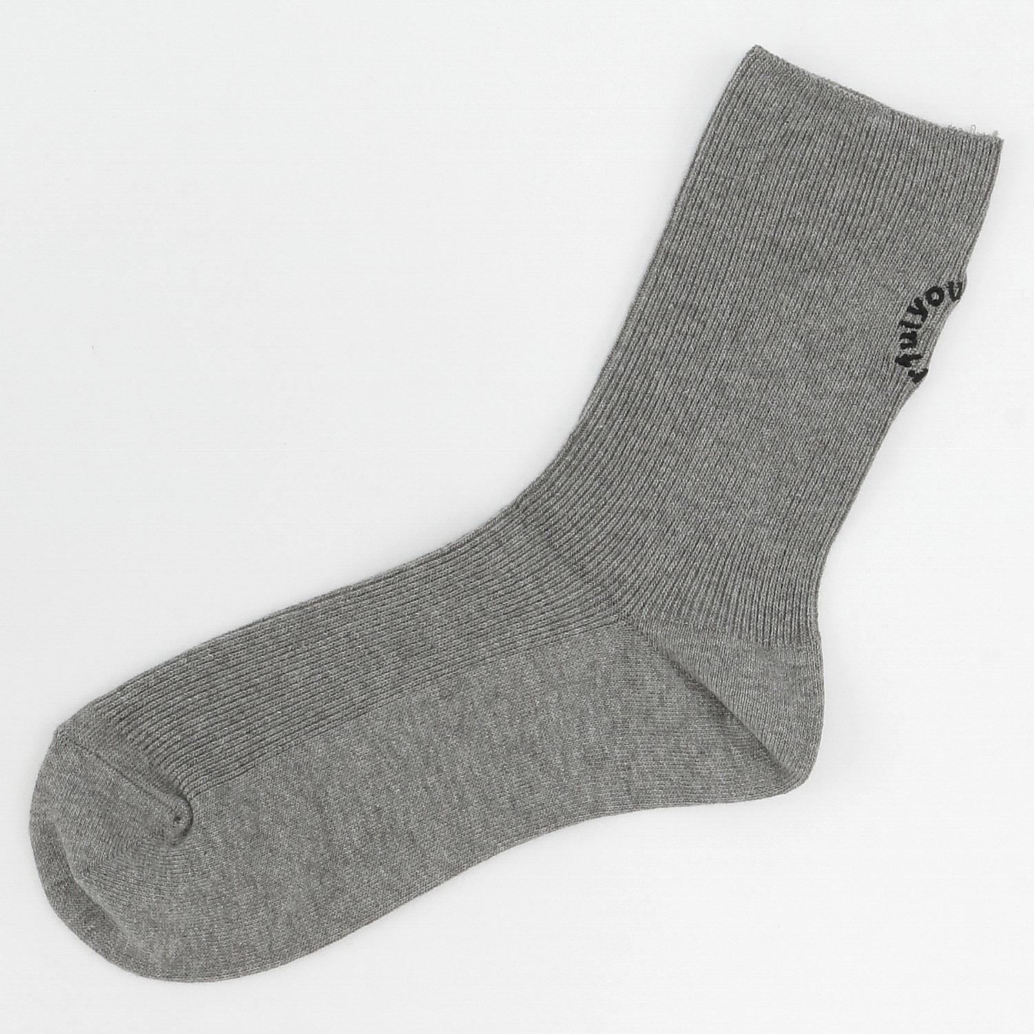 Japanese-made Rib-Back Embroidered High Crew-Length Socks