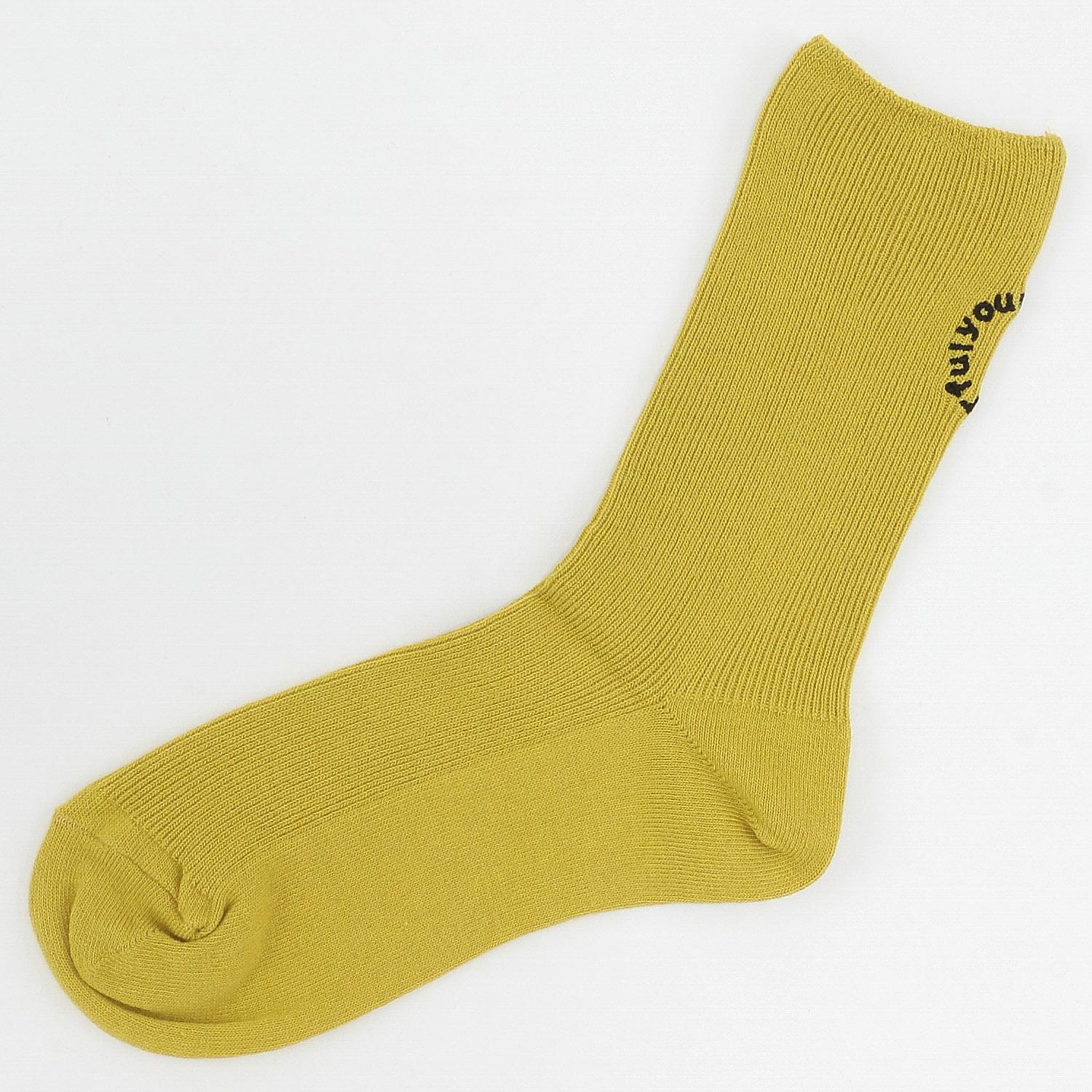 Japanese-made Rib-Back Embroidered High Crew-Length Socks
