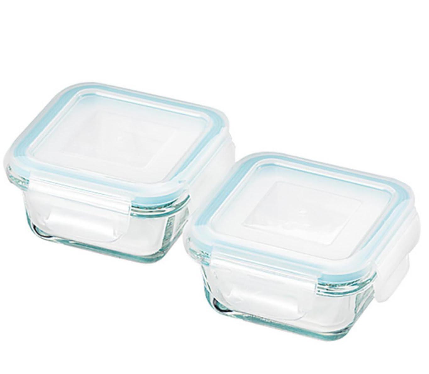Clarte Heat-Resistant Glass Storage Container Square Mini 2-Piece Set Microwave/Oven/Refrigerator/Freezer/Dishwasher Safe CTH-140