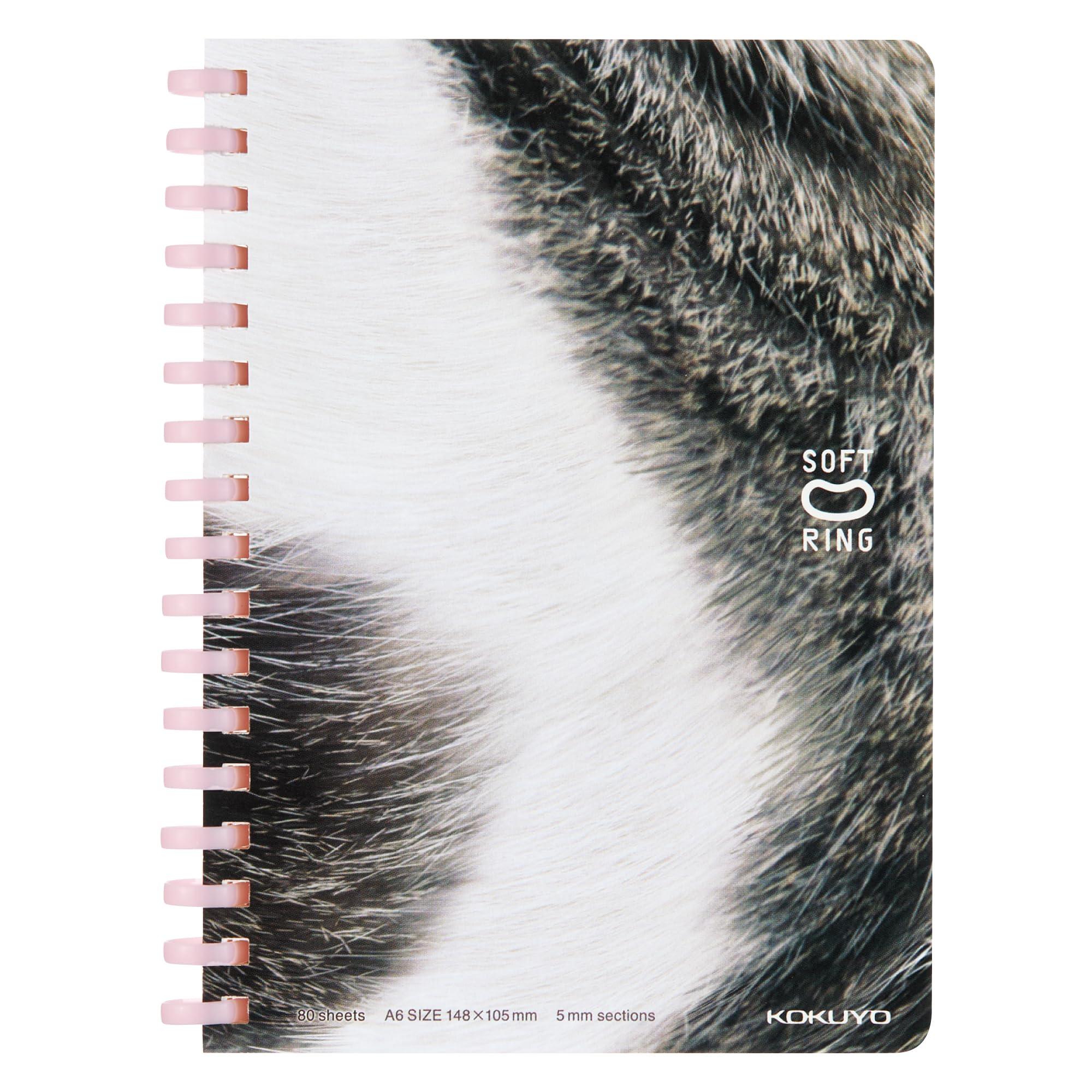 KOKUYO Soft Ring Notebook 10th Anniversary Puni Puni Kitten A6 5mm Grid Saba White Su-SV358S5-L1-2