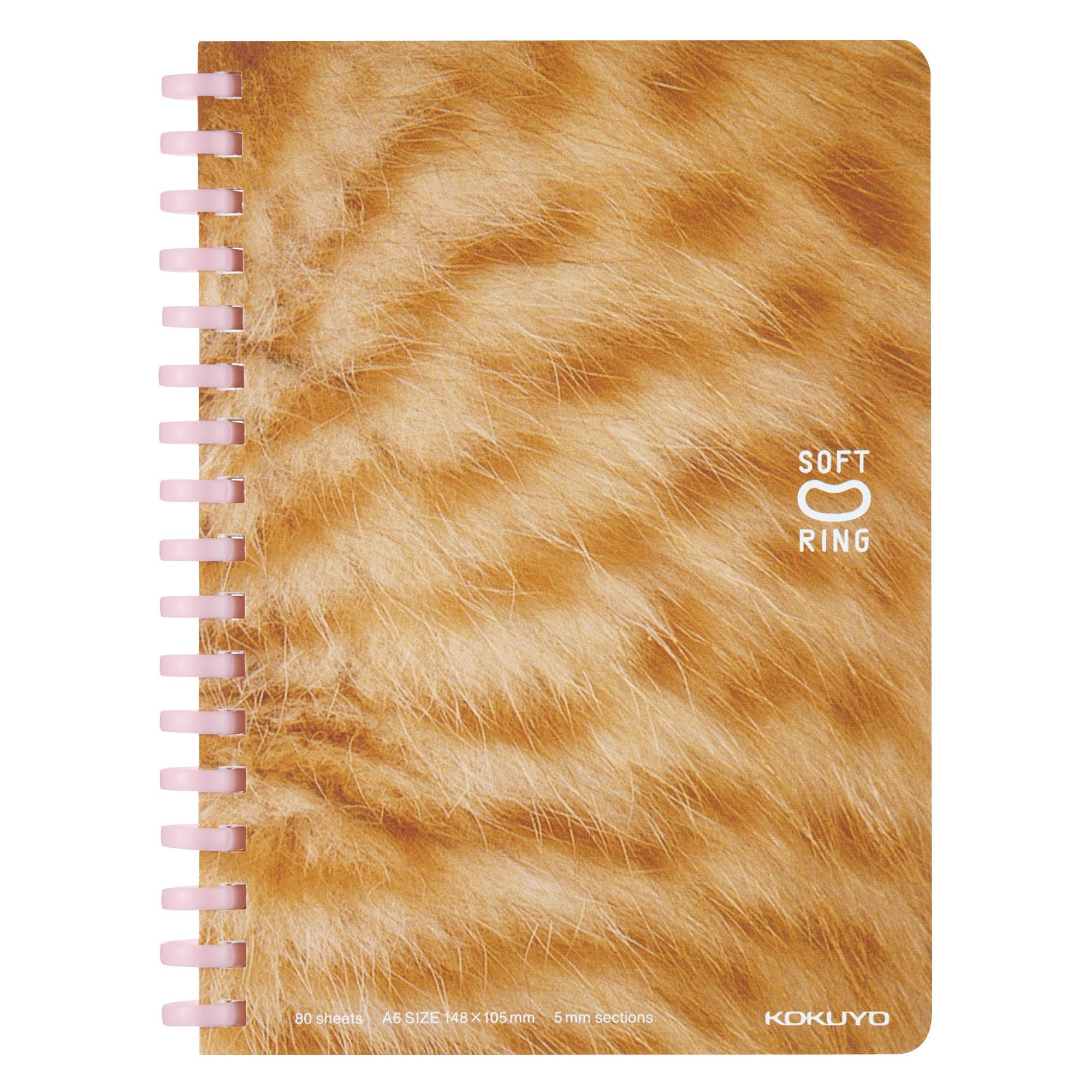 KOKUYO Soft Ring Notebook 10th Anniversary Puni Puni Kitten A6 5mm Grid Brown Tabby Su-SV358S5-L1-3