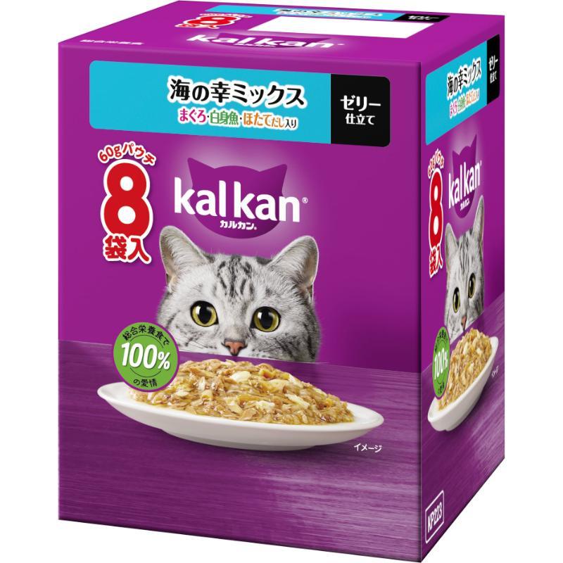 Kal Kan Pouch 1 Year and Up 60g × 8 Packs Seafood Mix with Tuna, White Fish, and Scallop Broth Adult Cat Wet Food Complete Nutrition Wet Food for Daily Hydration Designed for Daily Consumption Cat kal kan Trial New Kal Kan
