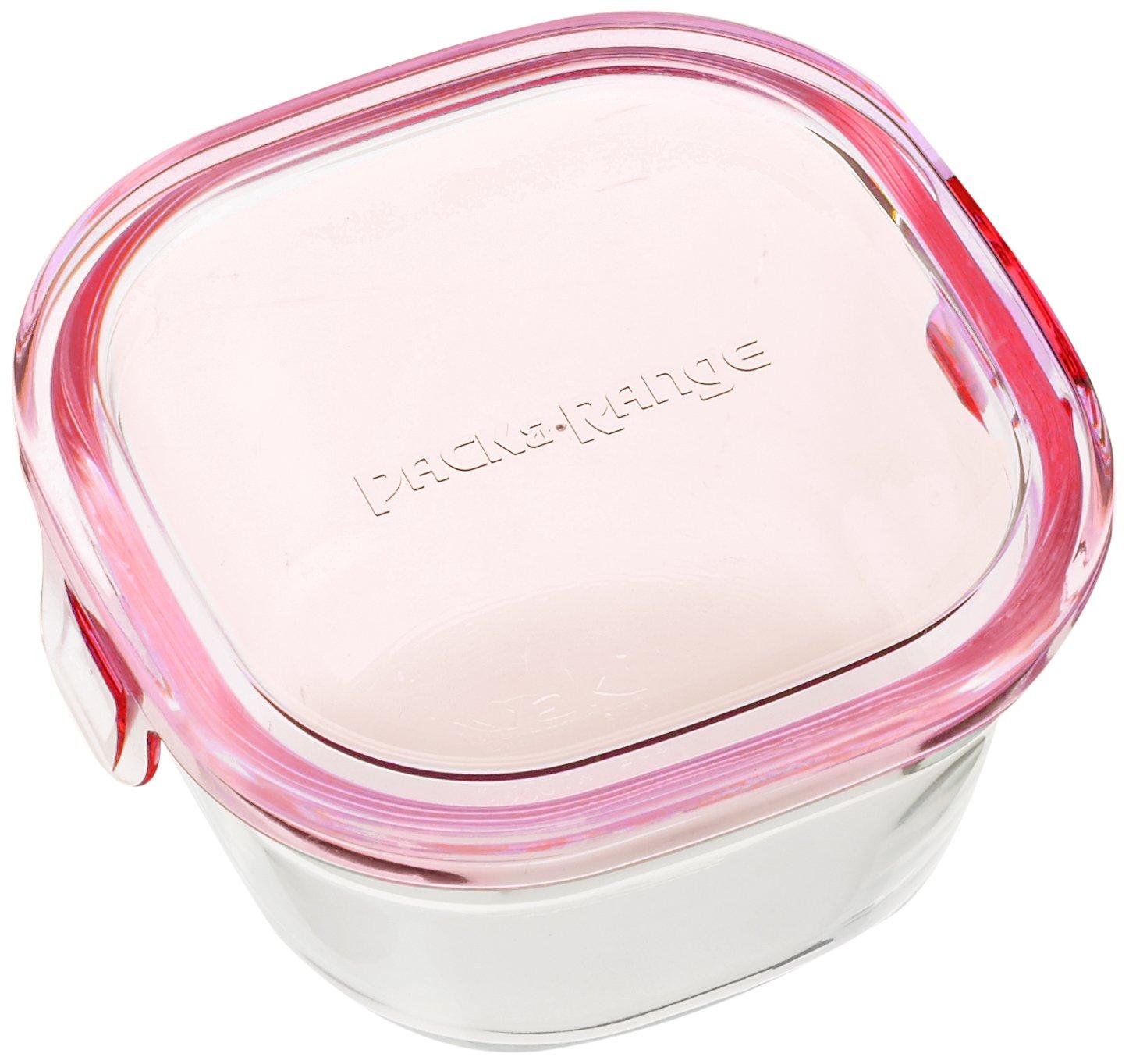 iwaki Heat-Resistant Glass Storage Container Pink Square SS 200ml Pack & Range
