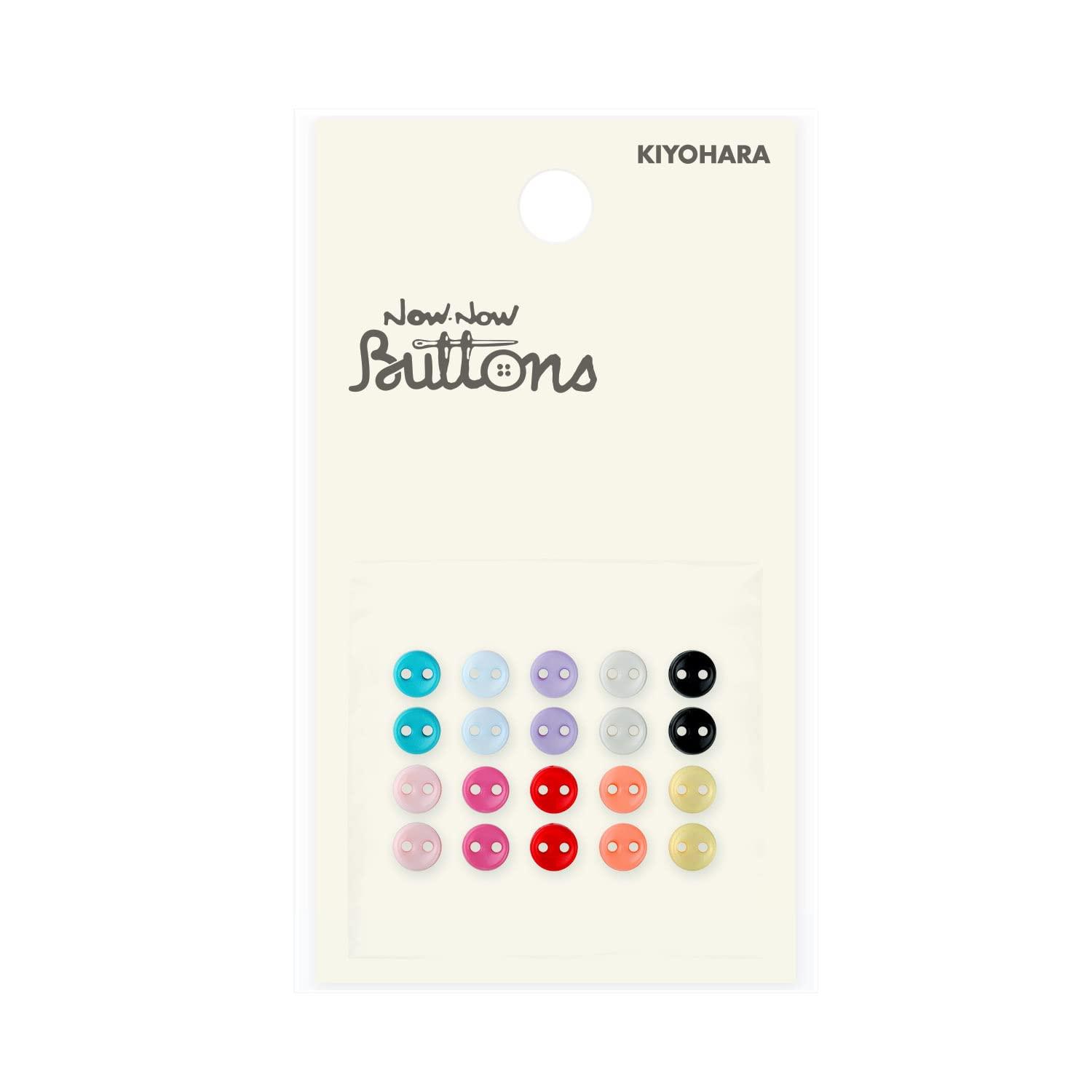 KIYOHARA Now Now Buttons Colorful Assortment Buttons 2-Hole Flat-Back 20-Piece Set Diameter 5mm 10 Colors Clear NWN4167