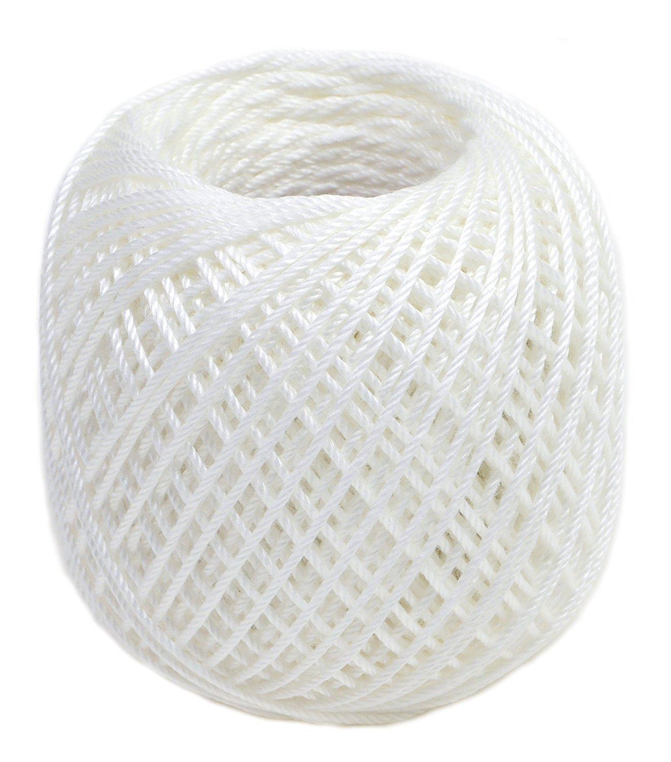 Olimpas Silk Tatting Lace Thread, Thick Lace Thread, Col. T301 (White), Approx. 40m