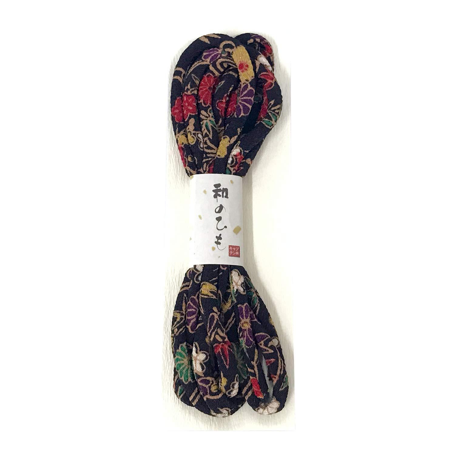 CAPTAIN88 Captain Japanese Cord (Chirimen Yuzen) 5mm × 1.8m Roll #4 Black CP205