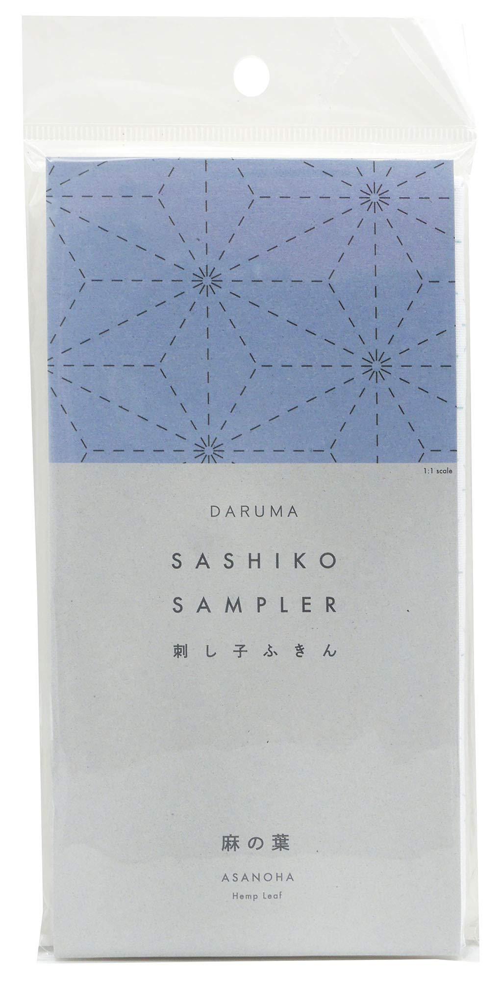 Daruma Sashiko Dishcloth White Patterned Stitching (Traditional Design)