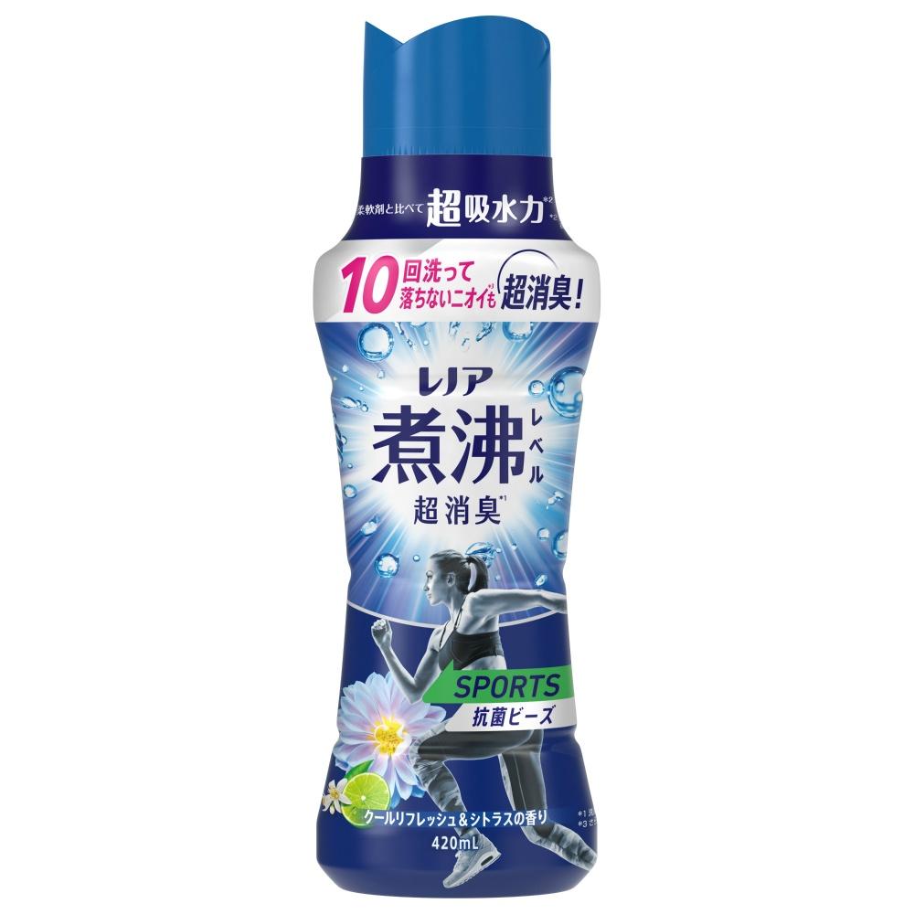 Lenor Boiling-Level Super Deodorizing Antibacterial Beads SPORTS Cool Refresh & Citrus Scent Main Bottle 420mL Use with fabric softener for long-lasting effectiveness