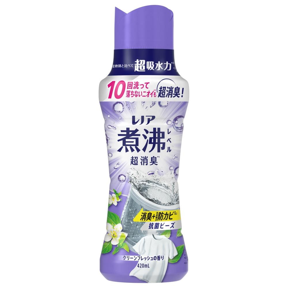 Lenor Boiling Level Ultra Deodorizing Antibacterial Beads Deodorizing + Washing Machine Drum Mold Prevention Clean Fresh Scent Main Bottle 420mL Use with fabric softener for long-lasting effectiveness