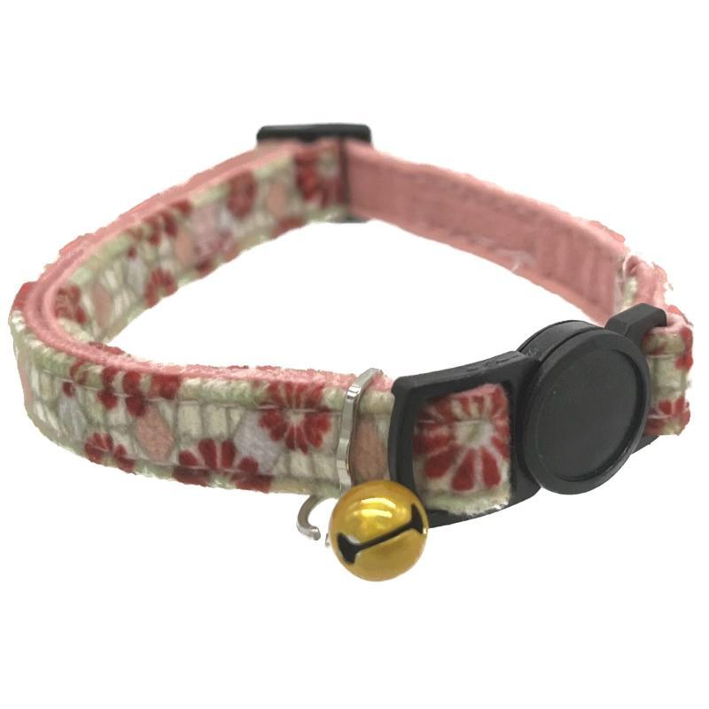 Cat-Attracting Safety Release Feature Reflective Bell Collar Japanese Modern Style for Adult Cats Pink