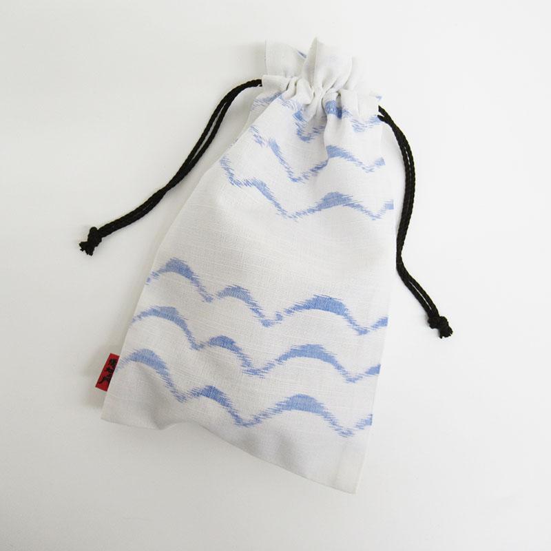 Giemon Kurume Kasuri Drawstring Pouch.A