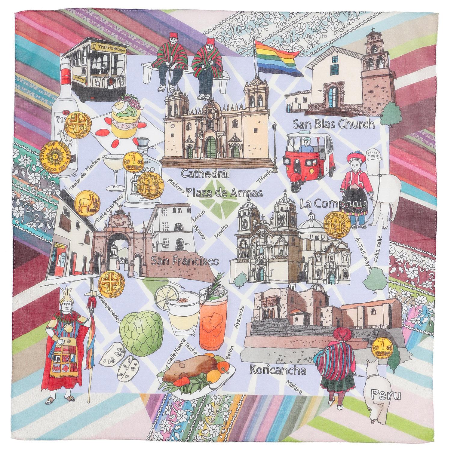 CHIZUTABI 58cm Large Handkerchief: Peru - Architecture