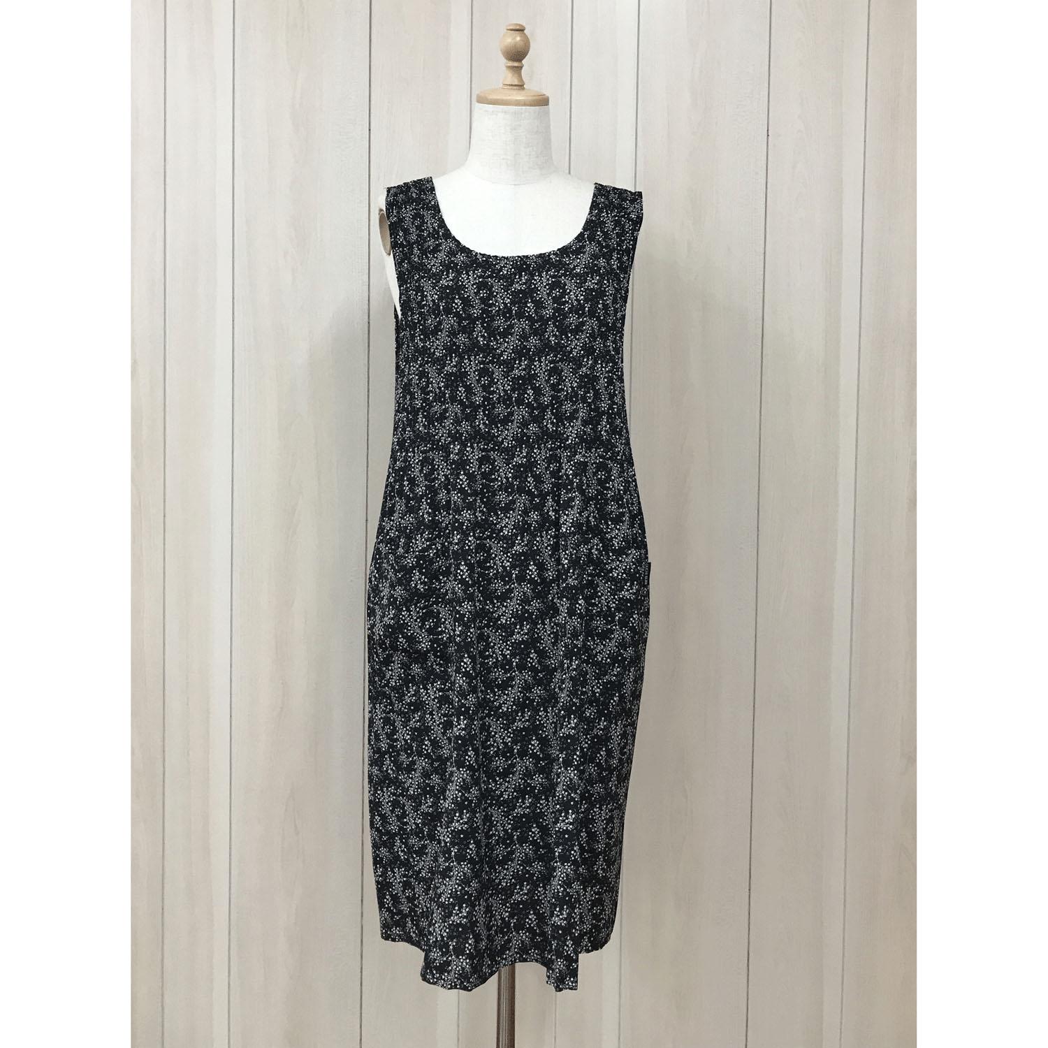 Silky Touch Print Long Pleated Floral Apron - Small Flowers - F (Free Size)