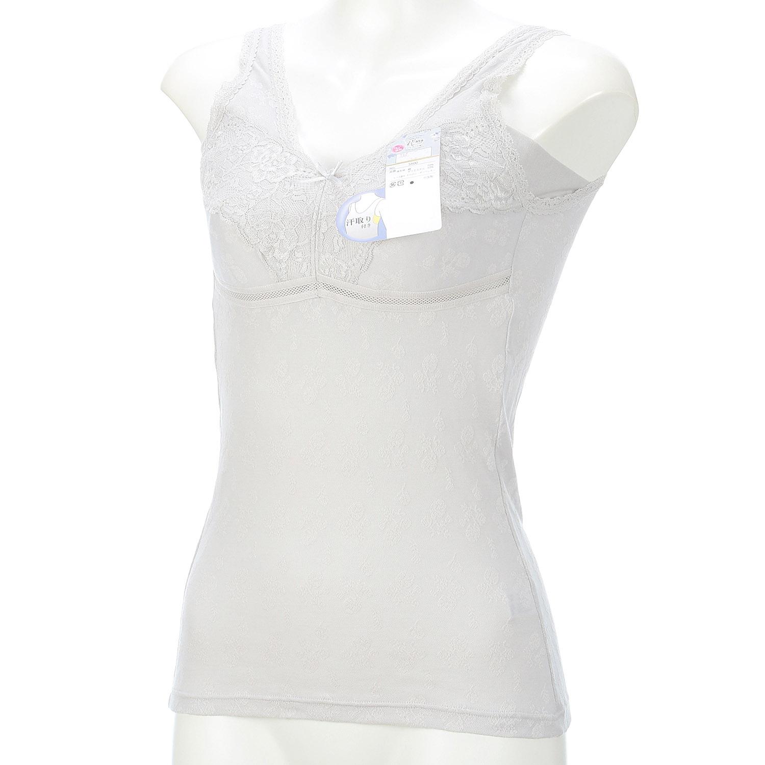 Floral Pattern Cotton-Blend Jacquard Sweat-Wicking Cup-Innerwear, Gray, LL (2L)