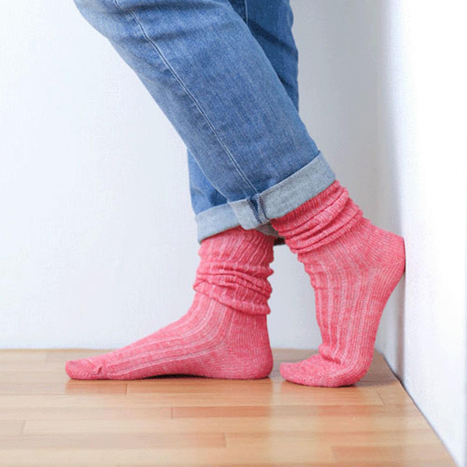 HUMMING BIRD Linen Loose-Fit Knee-High Socks