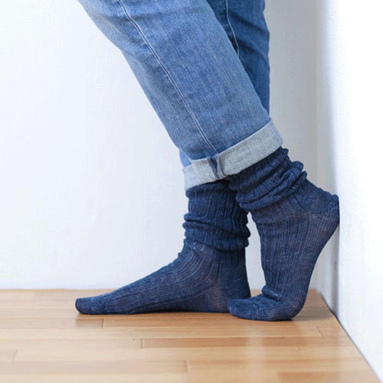 HUMMING BIRD Linen Loose-Fit Knee-High Socks