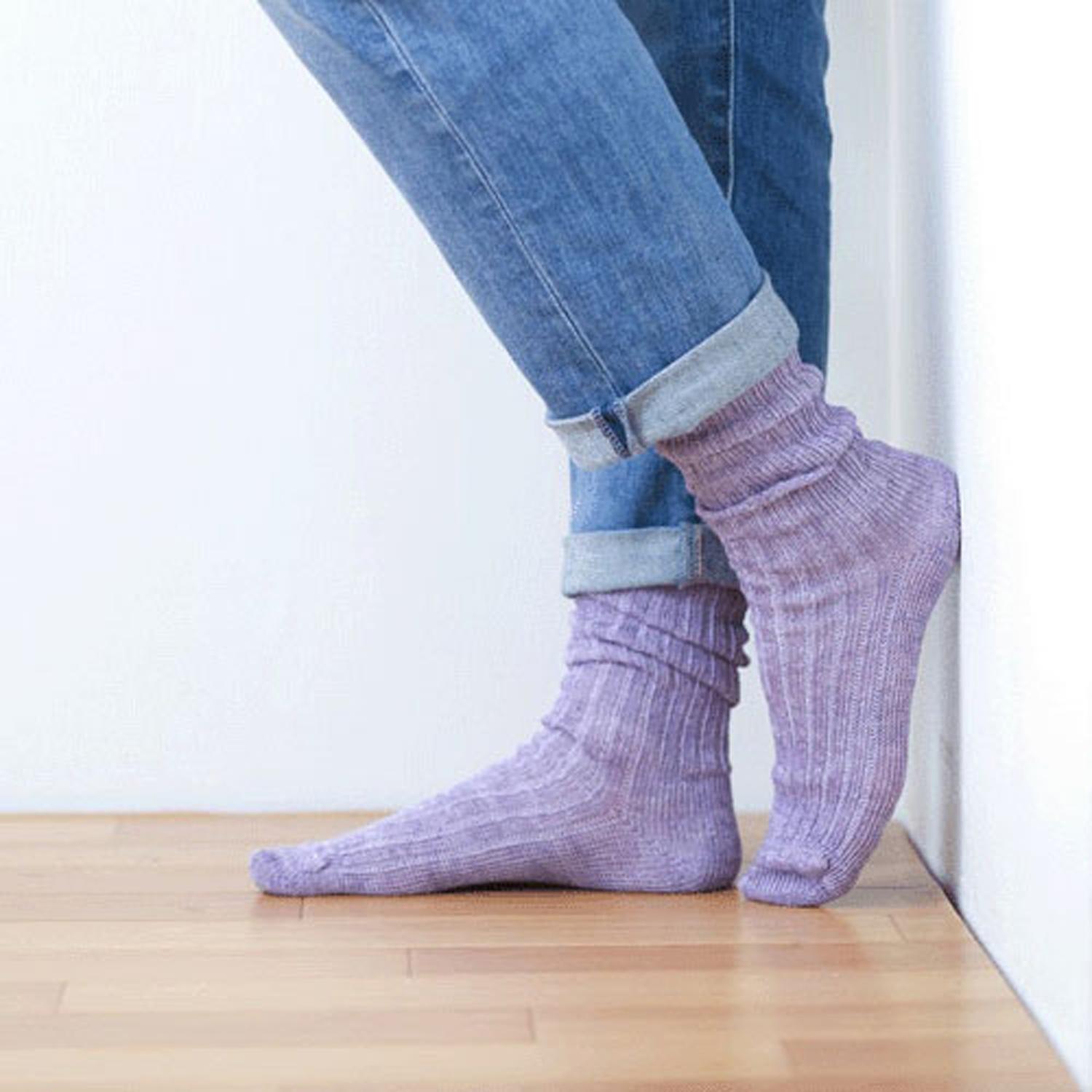 HUMMING BIRD Linen Loose-Fit Knee-High Socks