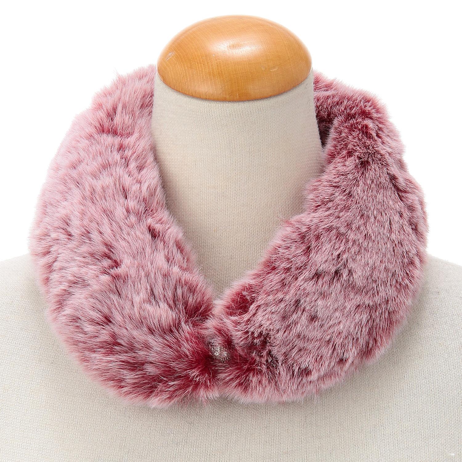 Faux Fur Top Mini Scarf with Magnet, 34 Wine