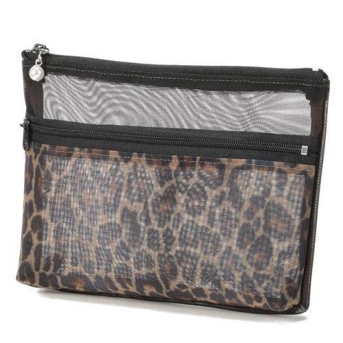 Handle Mesh Two-Way Zipper Pouch Large