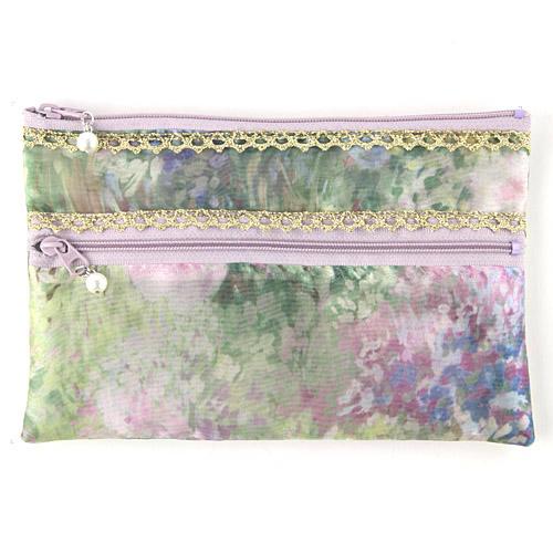 Organza Two-Tier Zipper Flat Pouch 02 Light Green