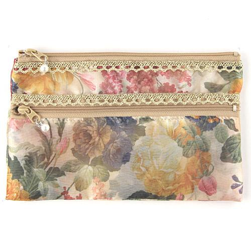 Organza Two-Way Zipper Flat Pouch 06 Dark Beige