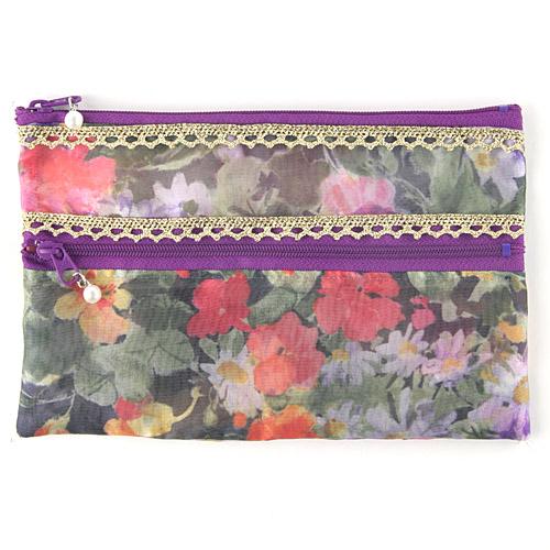 Organza Two-Way Zipper Flat Pouch 09 Deep Black