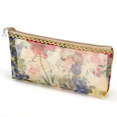 Gold Tape Mesh Pouch Horizontal 06 Dark Beige