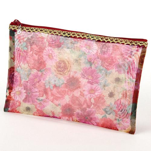 Kokoro Gold Tape Mesh Pouch Horizontal Flat Type 14 Red