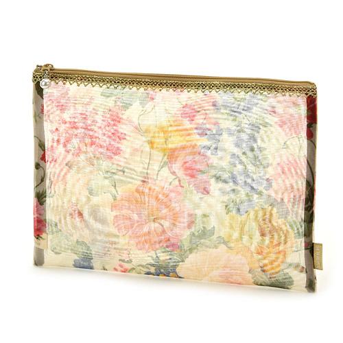 Gold Tape Mesh Flat Pouch Large 06 Dark Beige