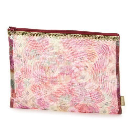 Gold Tape Mesh Flat Pouch Large 14 Red