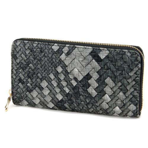 Mesh Print Round Zipper Long Wallet