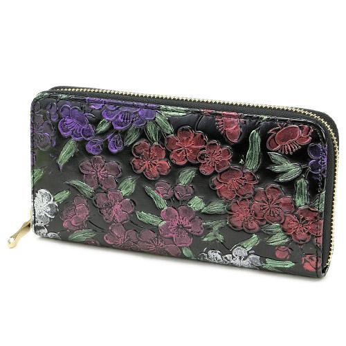 Floral Pattern Round Zipper Long Wallet