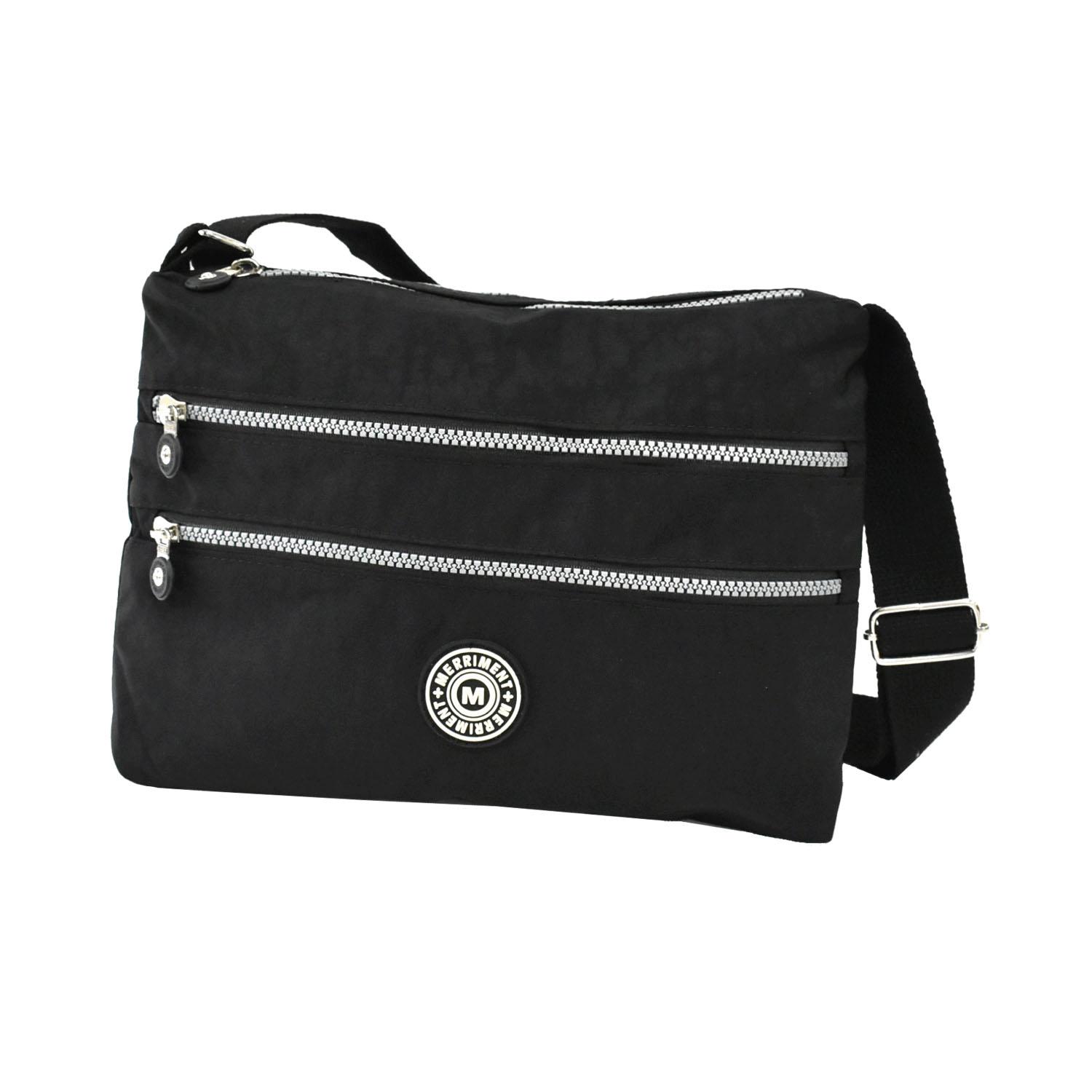 MERRIMENT Lightweight Nylon Convenient Shoulder Bag - Black