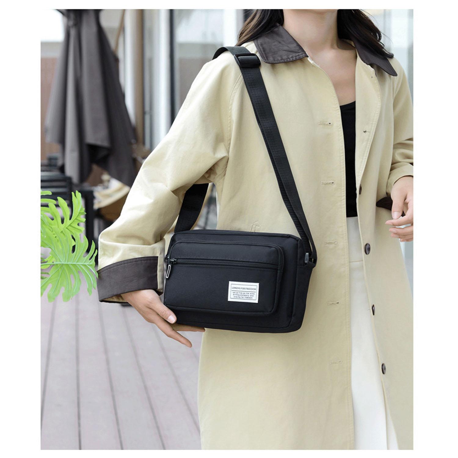 Multi-Function Horizontal Shoulder Bag - Black