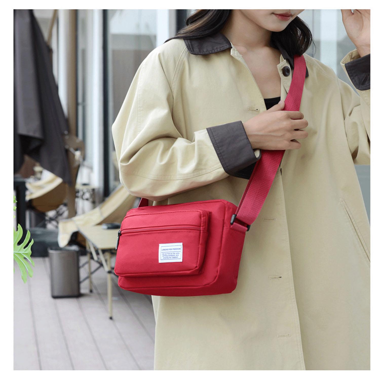 Multi-Function Horizontal Shoulder Bag - Red