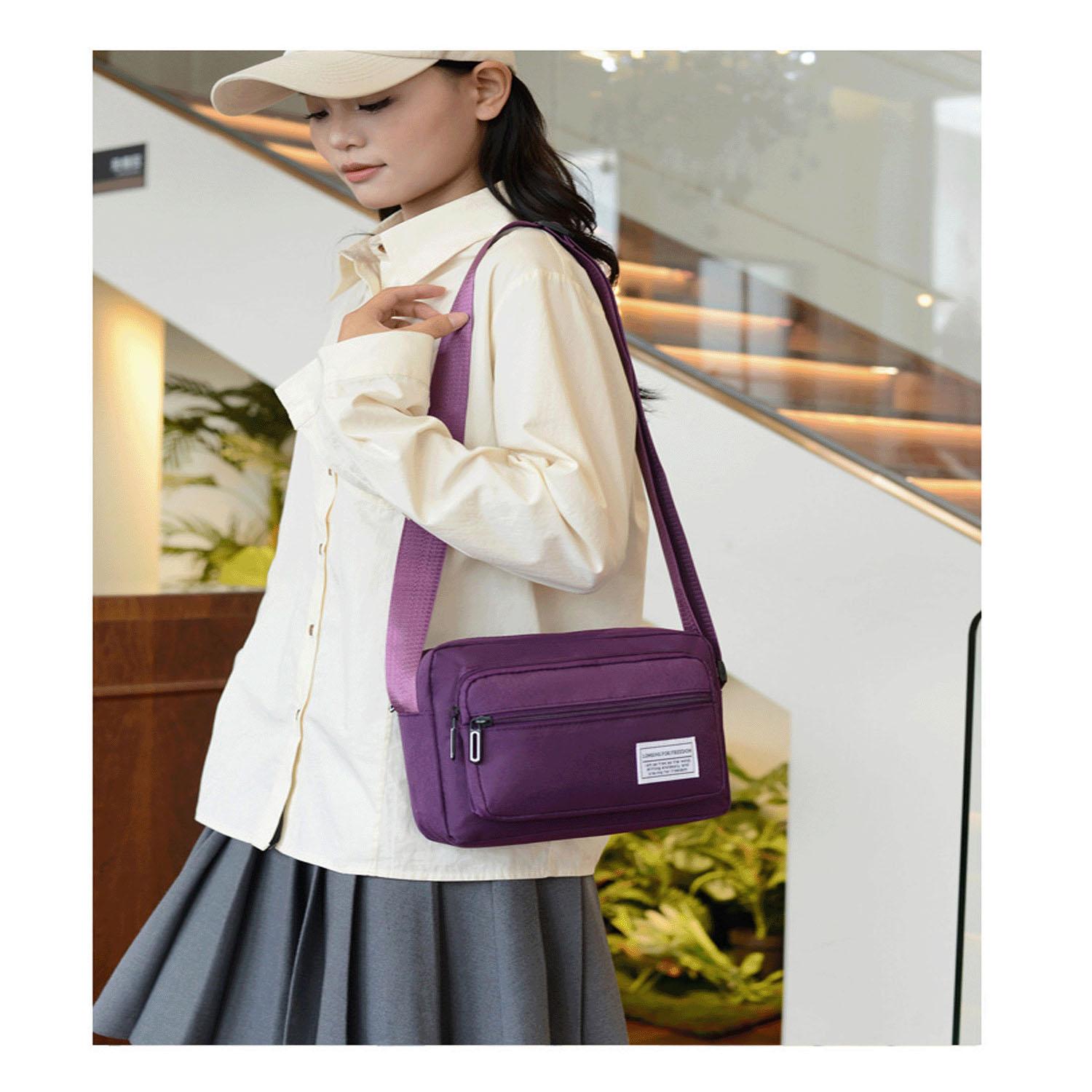 Multi-Function Horizontal Shoulder Bag - Purple