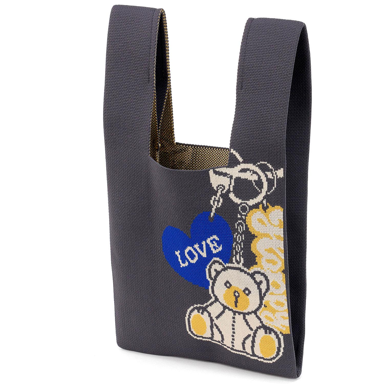 Bear Charm Knit Bag