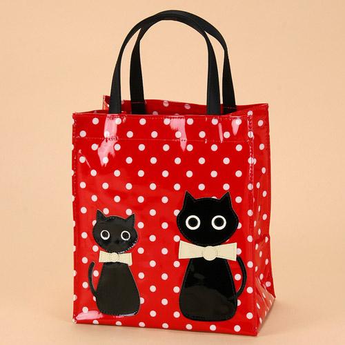 Side Bag S Dot Cat Patch Pattern Red