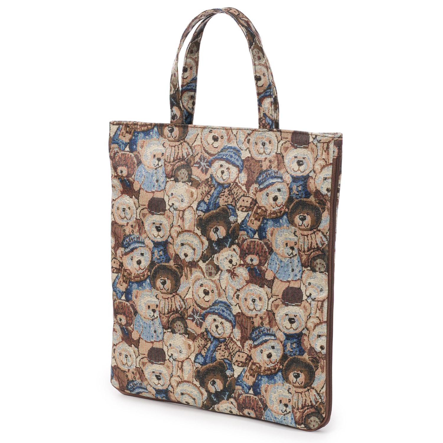 Kumagobran Pattern A4 Expandable Vertical Bag - Blue