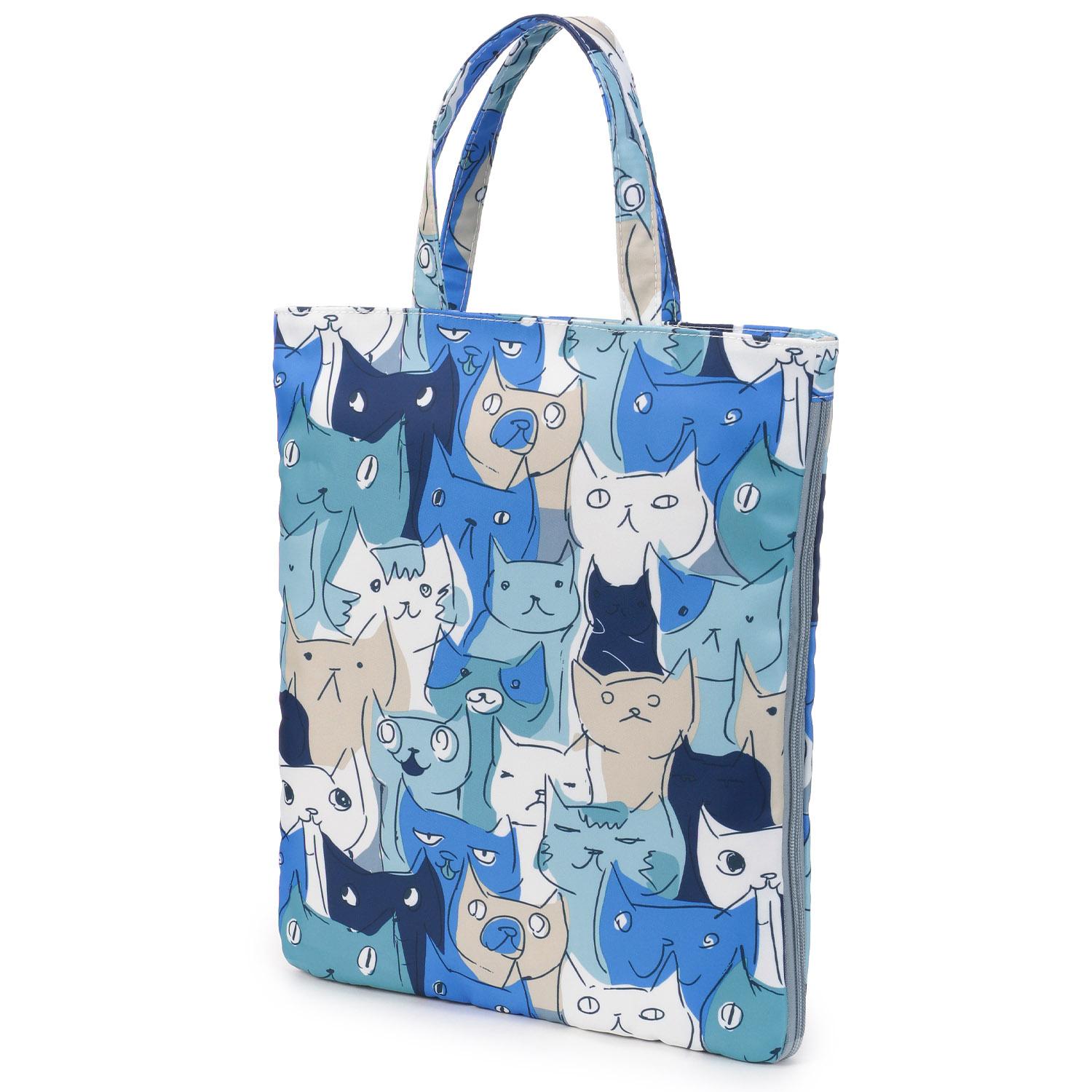 Various Cat-Print A4 Expandable Vertical Bag - Blue