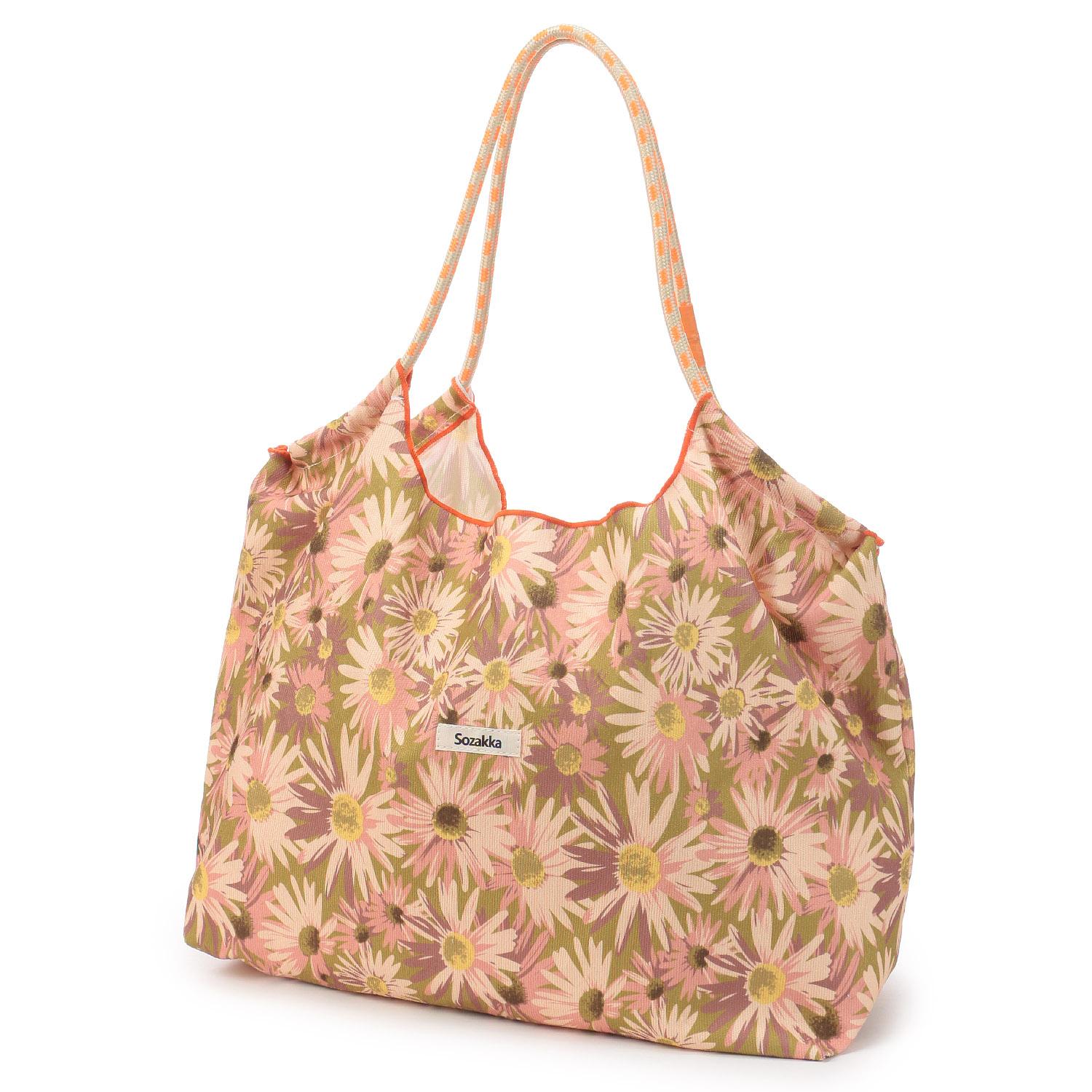 Printed 2-Way Tote Bag - Pale Pink Floral