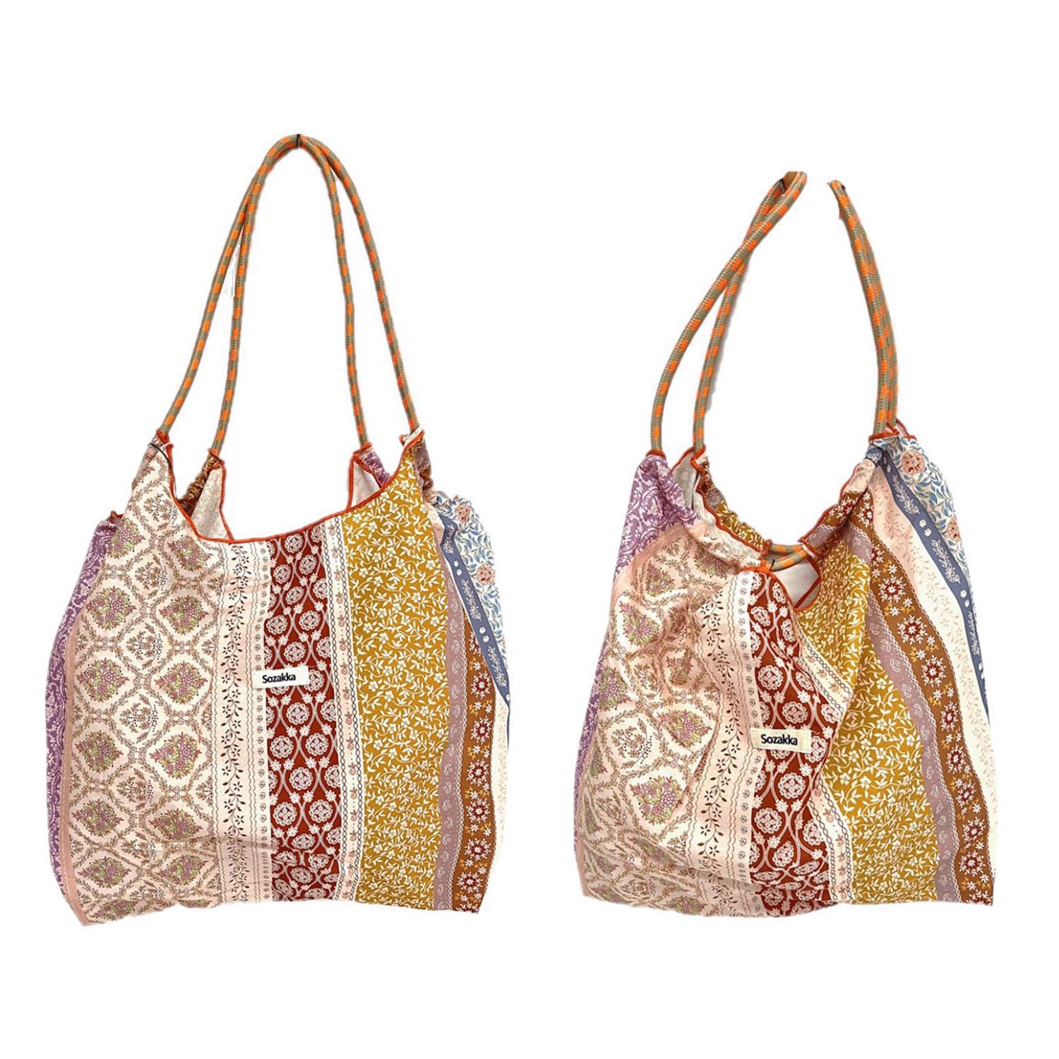 Printed 2-Way Tote Bag - Patchwork