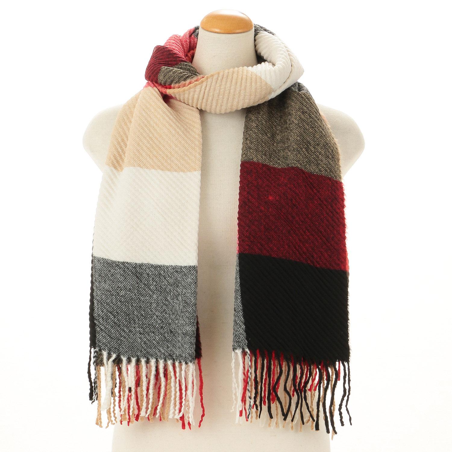 Fringe-Check Pleated Stole