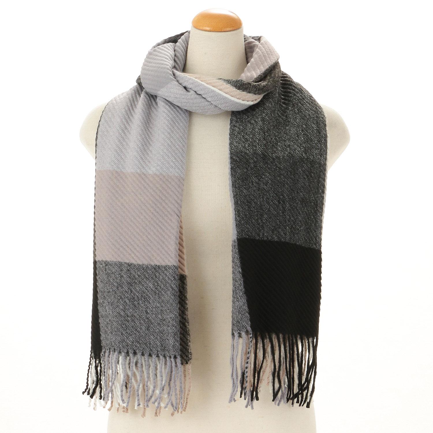 Fringe-Check Pleated Stole