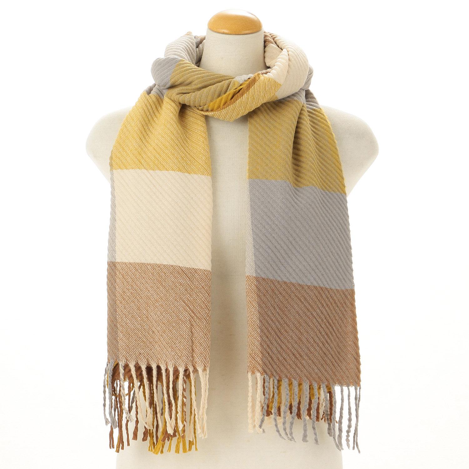 Fringe-Check Pleated Stole