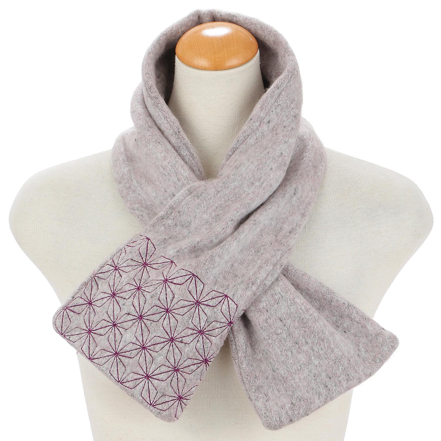 Indian-made Embroidered Insert Scarf: Asanoha Pattern