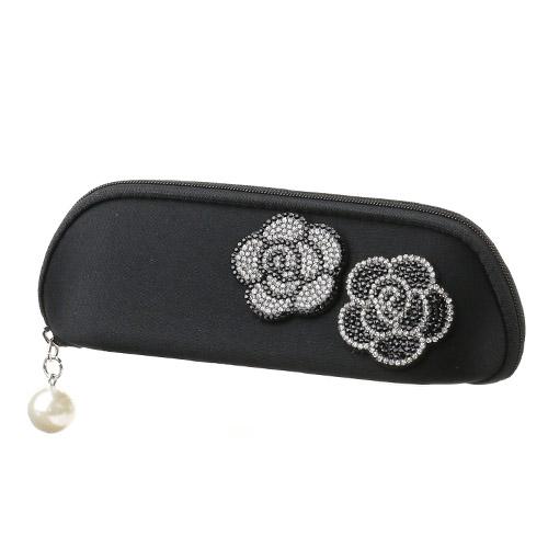 Decorative Hard Eyeglass Case with Two Camellias